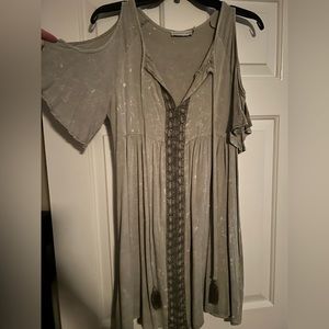 Paper Crane Cold Shoulder Dress - Grey - Size S